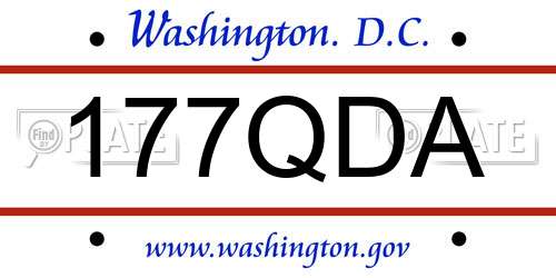 177QDA District Of Columbia License Plate