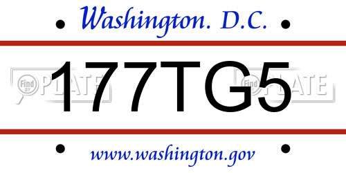 177TG5 District Of Columbia License Plate