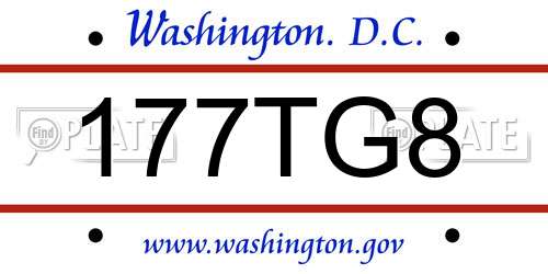 177TG8 District Of Columbia License Plate
