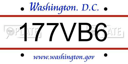 177VB6 District Of Columbia License Plate