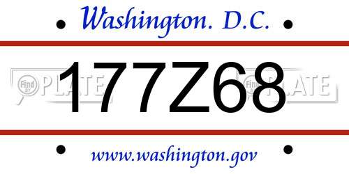 177Z68 District Of Columbia License Plate