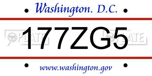 177ZG5 District Of Columbia License Plate