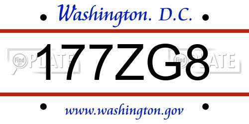 177ZG8 District Of Columbia License Plate