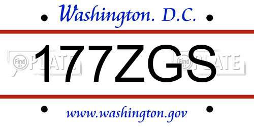 177ZGS District Of Columbia License Plate