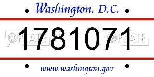 1781071 District Of Columbia License Plate