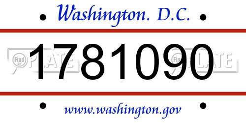 1781090 District Of Columbia License Plate