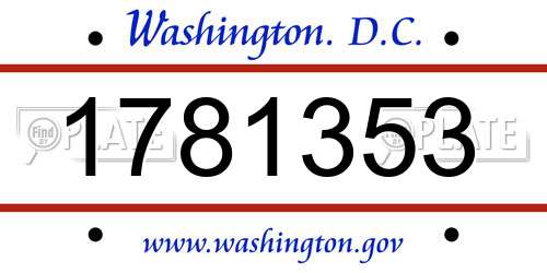1781353 District Of Columbia License Plate