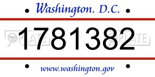 1781382 District Of Columbia License Plate