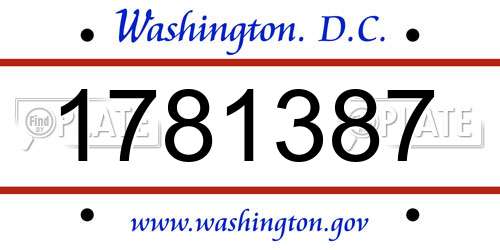 1781387 District Of Columbia License Plate