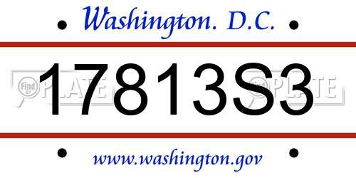 17813S3 District Of Columbia License Plate