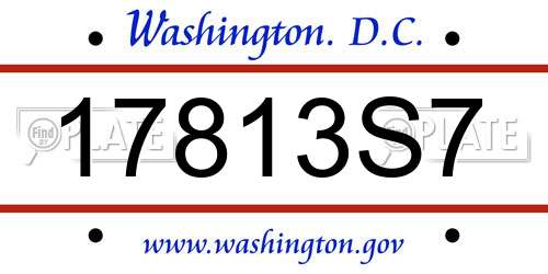 17813S7 District Of Columbia License Plate
