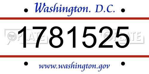 1781525 District Of Columbia License Plate