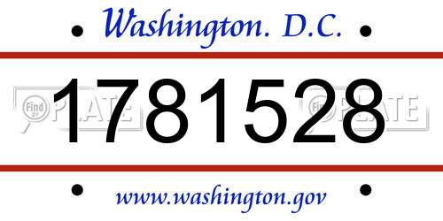 1781528 District Of Columbia License Plate