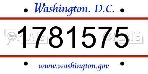 1781575 District Of Columbia License Plate