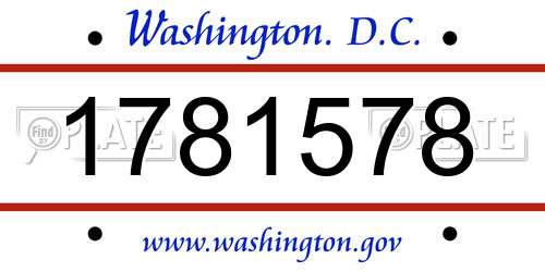 1781578 District Of Columbia License Plate