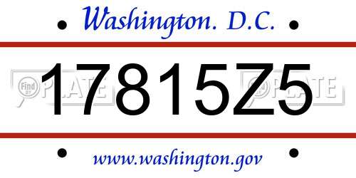 17815Z5 District Of Columbia License Plate