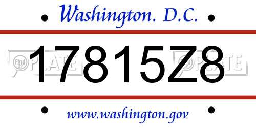 17815Z8 District Of Columbia License Plate