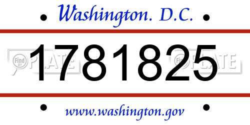1781825 District Of Columbia License Plate