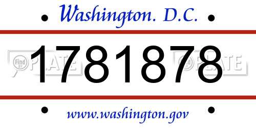 1781878 District Of Columbia License Plate