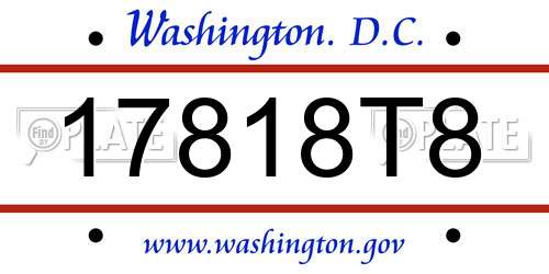 17818T8 District Of Columbia License Plate