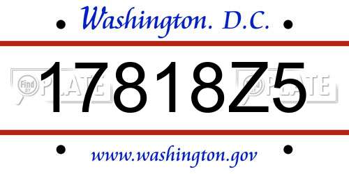 17818Z5 District Of Columbia License Plate