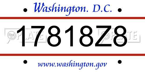 17818Z8 District Of Columbia License Plate