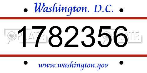 1782356 District Of Columbia License Plate