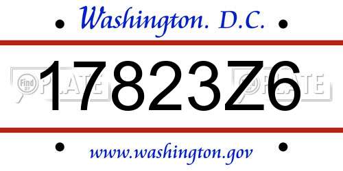 17823Z6 District Of Columbia License Plate