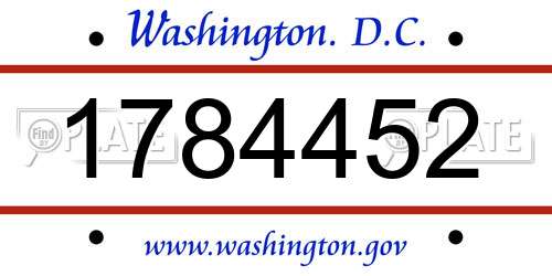 1784452 District Of Columbia License Plate