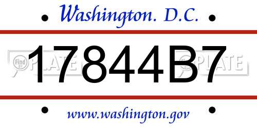 17844B7 District Of Columbia License Plate
