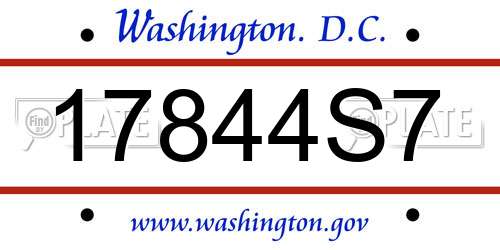 17844S7 District Of Columbia License Plate
