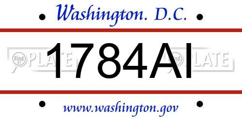 1784AI District Of Columbia License Plate