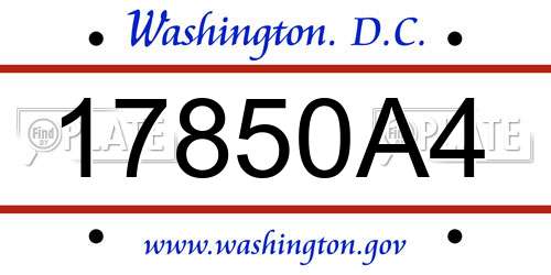 17850A4 District Of Columbia License Plate