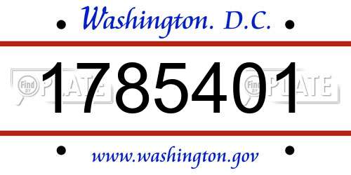 1785401 District Of Columbia License Plate