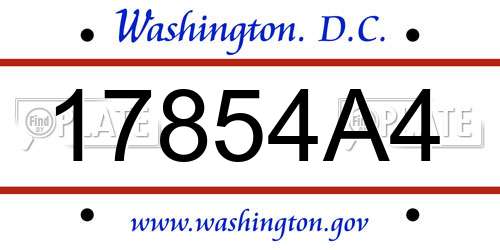 17854A4 District Of Columbia License Plate