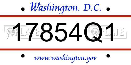 17854Q1 District Of Columbia License Plate