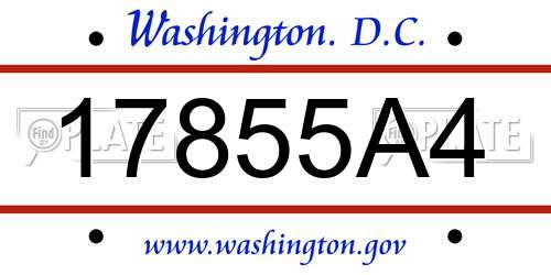 17855A4 District Of Columbia License Plate