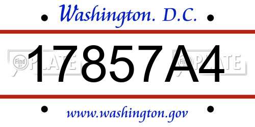 17857A4 District Of Columbia License Plate