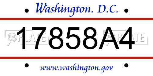 17858A4 District Of Columbia License Plate