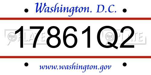 17861Q2 District Of Columbia License Plate