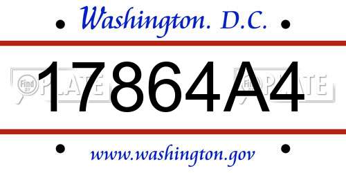 17864A4 District Of Columbia License Plate