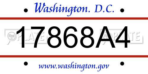 17868A4 District Of Columbia License Plate