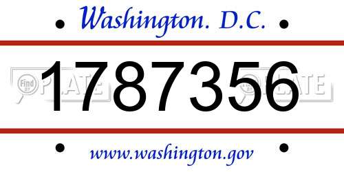 1787356 District Of Columbia License Plate
