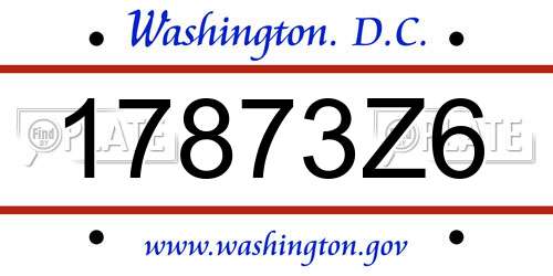 17873Z6 District Of Columbia License Plate