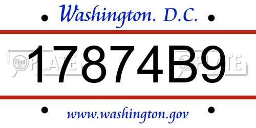 17874B9 District Of Columbia License Plate