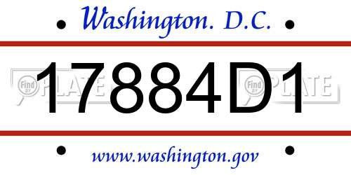 17884D1 District Of Columbia License Plate