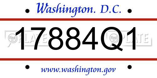 17884Q1 District Of Columbia License Plate