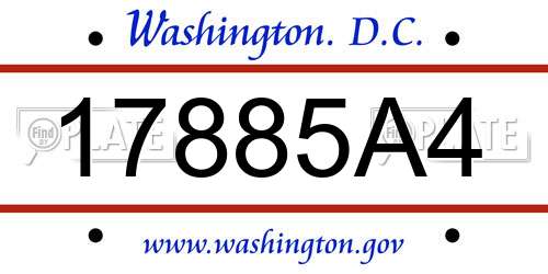 17885A4 District Of Columbia License Plate