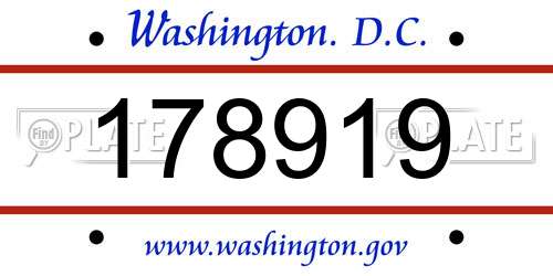 178919 District Of Columbia License Plate