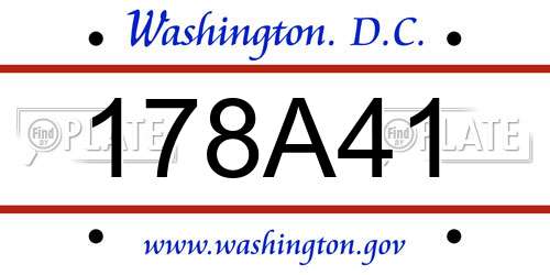 178A41 District Of Columbia License Plate